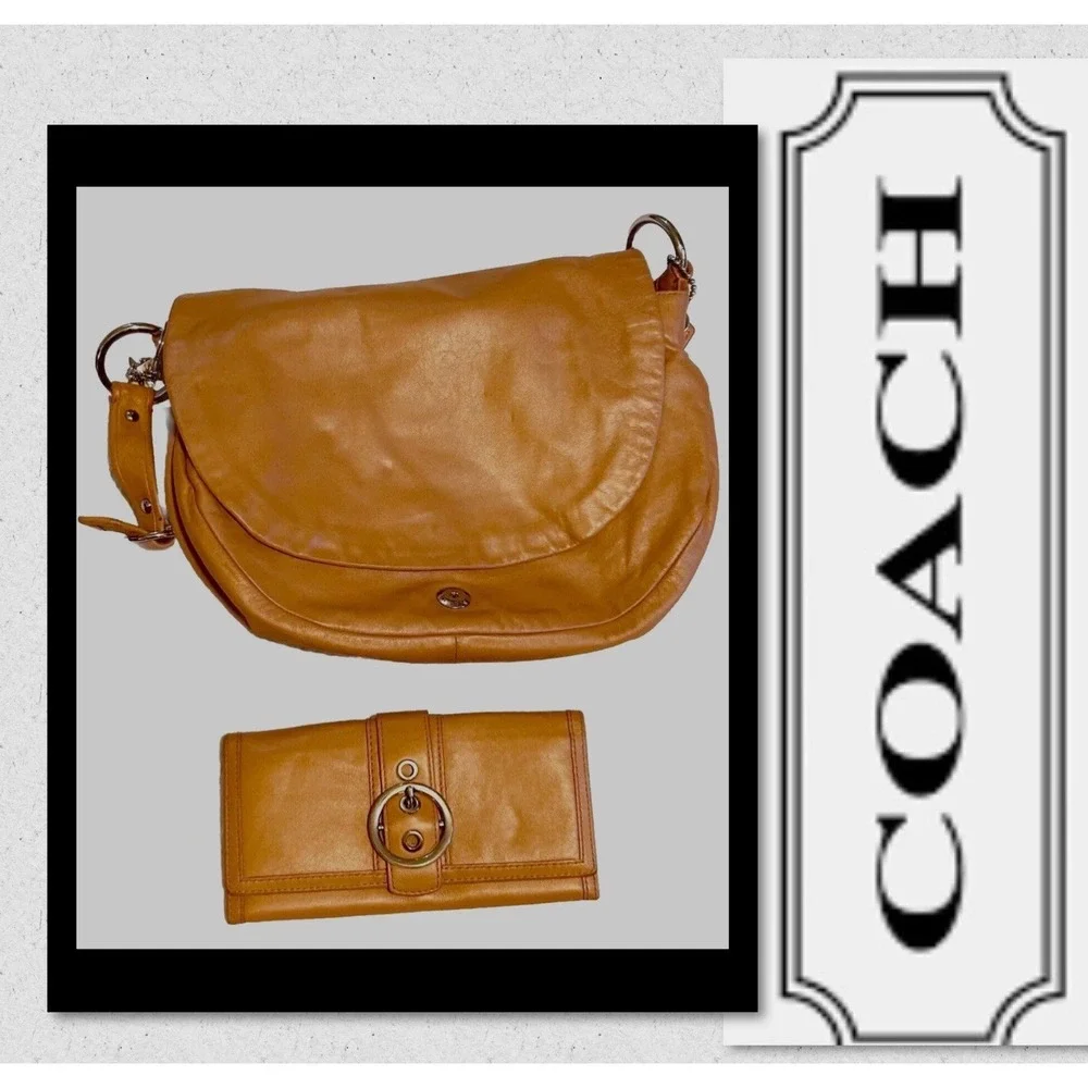COACH - Genuine Leather - Hobo - Shoulder Bag #13652 - Tangerine - PLUS WALLET